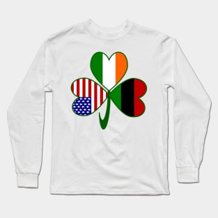 African American Irish American Shamrock Long Sleeve T-Shirt